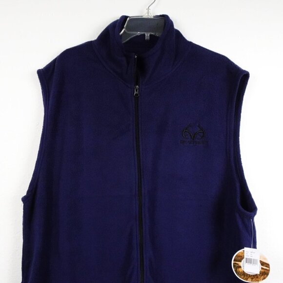 Realtree Fleece Vest Men’s Size 2XL Blue Full Zip Logo Winter Hunting - Picture 2 of 7